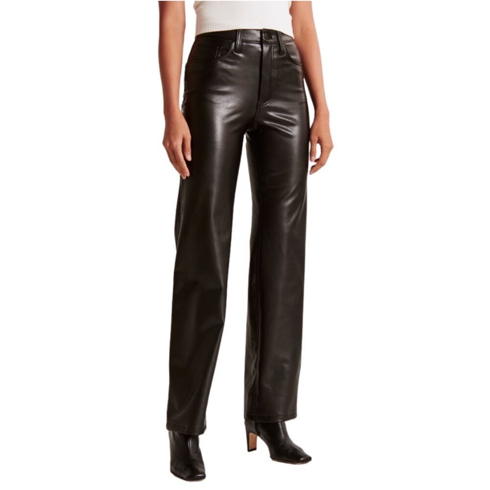 Abercrombie & Fitch Pants Women Size 29 Black 90s Relaxed High Rise Faux Leather